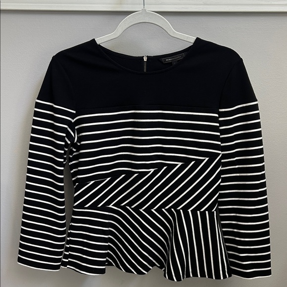 BCBGMaxAzria Black and White Striped Blouse - Picture 1 of 4